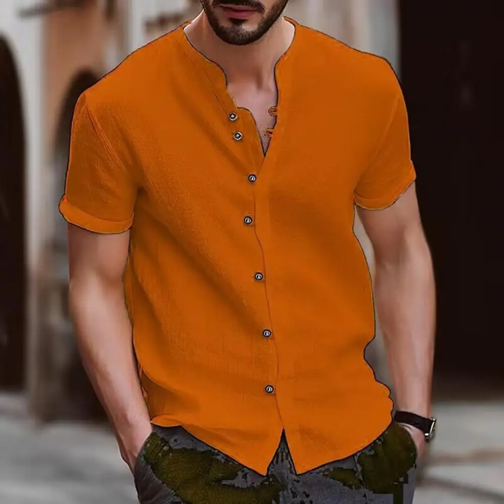 Men Shirt Retro Style Summer V-neck Tops Casual Short Sleeve Single Breasted Loose Fit Shirt Tops Workwear
Men Shirt Retro Style Summer V-neck Tops Casual Short Sleeve Single Breasted Loose Fit Shirt Tops Workwear