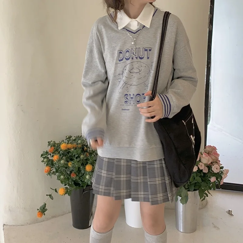 Preppy Style Fashion Printed Pullovers Women V-Neck Looe Casual Sweatshirts Spring Autumn All-Match Streetwear Long Sleeve Tops
Preppy Style Fashion Printed Pullovers Women V-Neck Looe Casual Sweatshirts Spring Autumn All-Match Streetwear Long Sleeve Tops