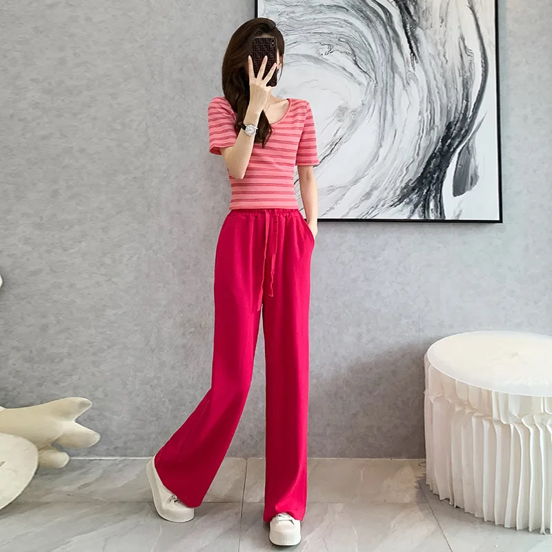 981 Sports and Leisure Suit Women cotton striped t shirt and pant Summer 2022 Fashion Short Wide Leg Pants Two-piece Set outfits
981 Sports and Leisure Suit Women cotton striped t shirt and pant Summer 2022 Fashion Short Wide Leg Pants Two-piece Set outfits