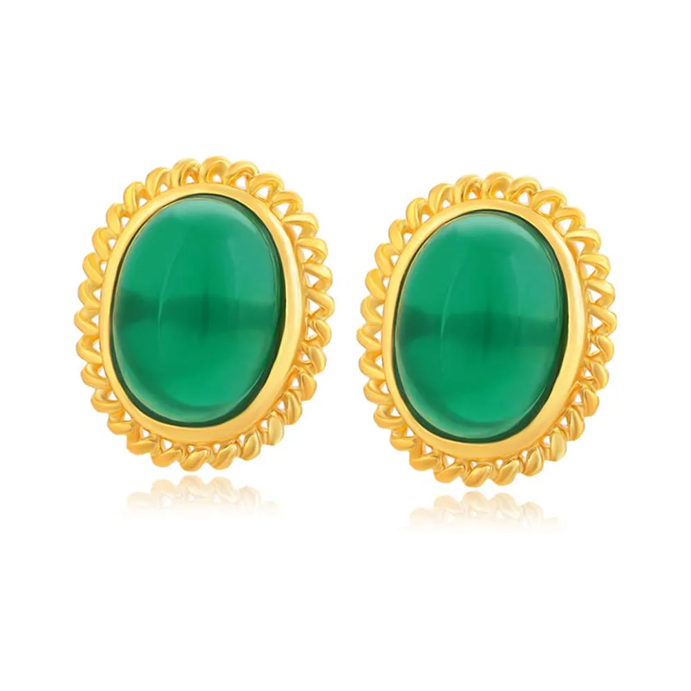 Dark Green Gemstone High-Quality Electroplating 24k Gold Plating Earrings Niche Ladies Temperament
Dark Green Gemstone High-Quality Electroplating 24k Gold Plating Earrings Niche Ladies Temperament