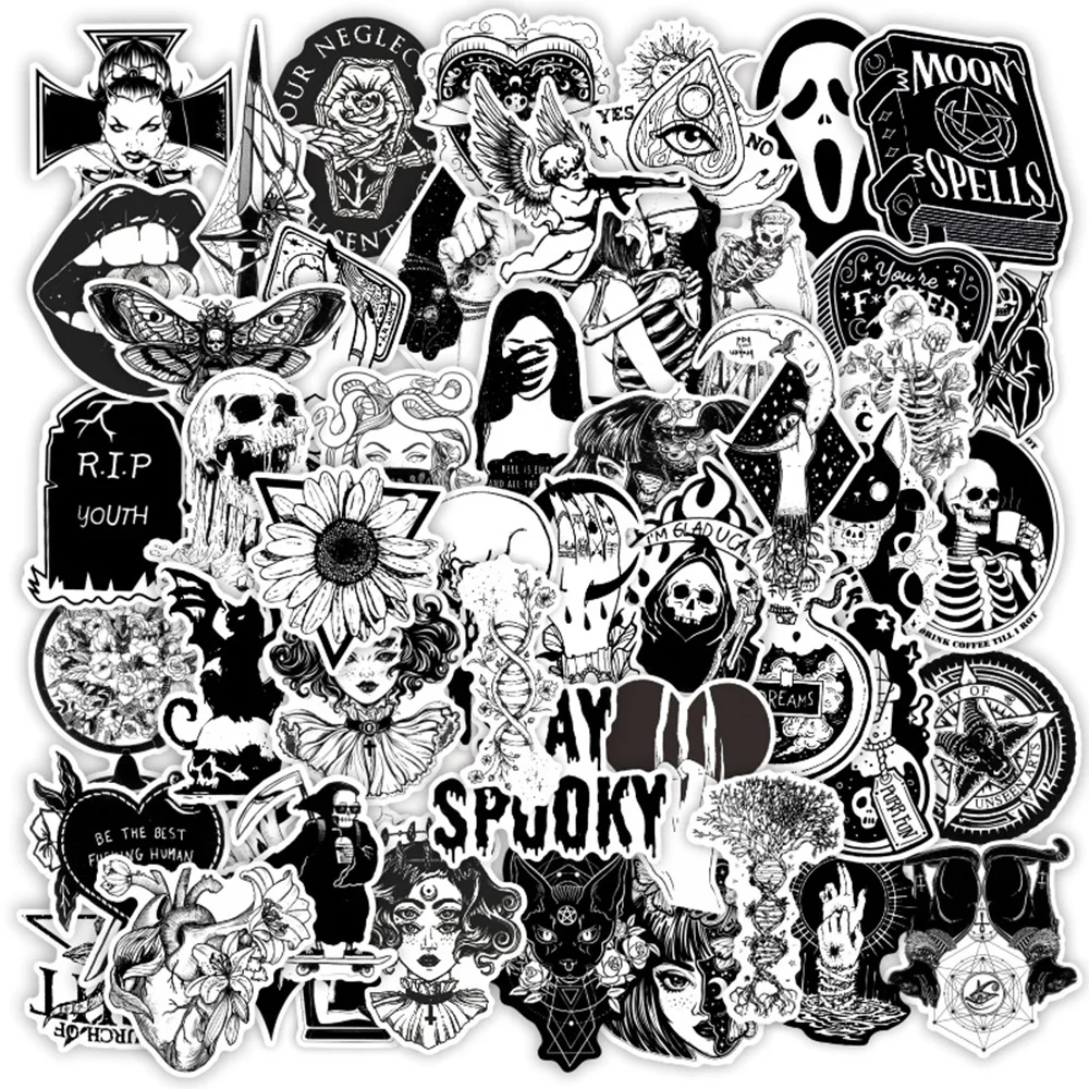 10/30/50pcs Black&White Horror Goth Stickers Graffiti Decals DIY Motorcycle Phone Skateboard Waterproof Cool Sticker Classic Toy
10/30/50pcs Black&White Horror Goth Stickers Graffiti Decals DIY Motorcycle Phone Skateboard Waterproof Cool Sticker Classic Toy