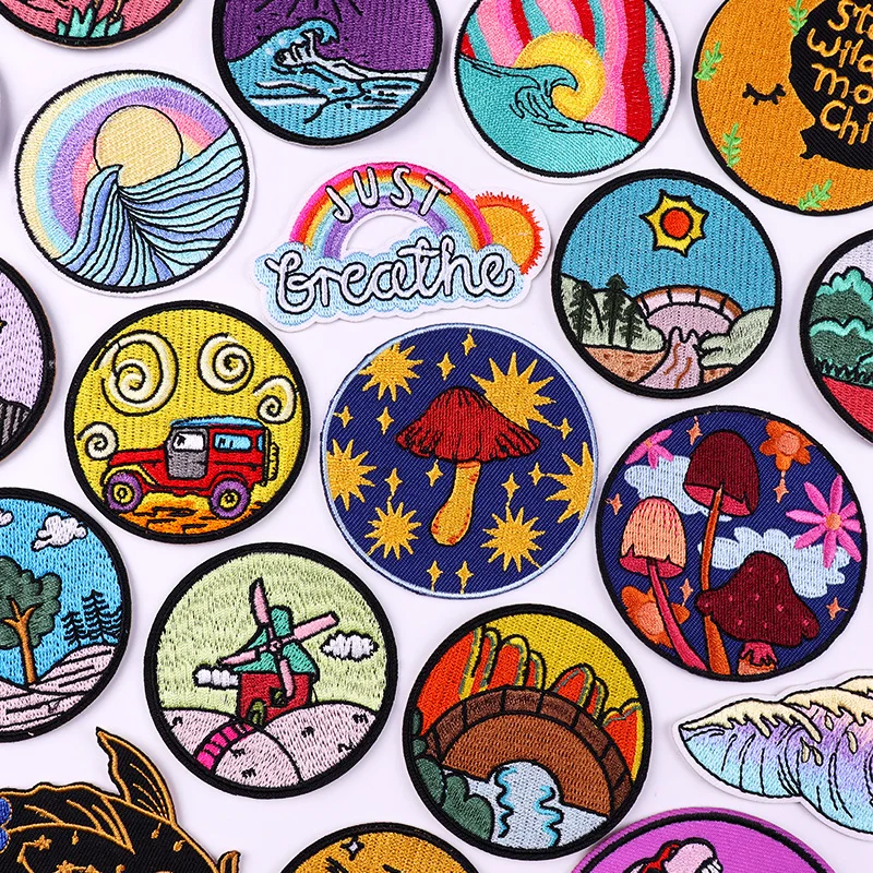 Landscape Patch Mushroom Embroidery Patch Iron On Patches For Clothing Thermoadhesive Patches On Clothes Waves Ironing Stickers
Landscape Patch Mushroom Embroidery Patch Iron On Patches For Clothing Thermoadhesive Patches On Clothes Waves Ironing Stickers
