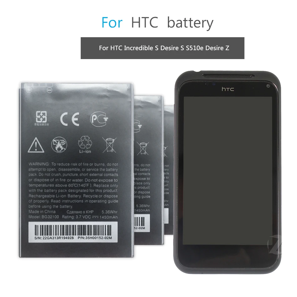 

BG32100 Battery For HTC Incredible S G11 Desire S G12 A7272 Desire Z S710E A7272 A9393 S710d S510e 1450mAh Bateria