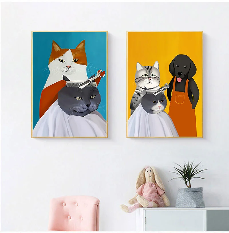 Vintage Cartoon Cat Dog Posters And Prints Classical Animal Music Haircut Canvas Painting Kids Room Home Decor Wall Art Pictures
Vintage Cartoon Cat Dog Posters And Prints Classical Animal Music Haircut Canvas Painting Kids Room Home Decor Wall Art Pictures