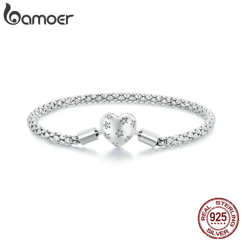 Bamoer 925 Sterling Silver Simple Heart Basic Bracelet Star Buckle Platinum Plated for Women Wedding Anniversary Fine Jewelry
Bamoer 925 Sterling Silver Simple Heart Basic Bracelet Star Buckle Platinum Plated for Women Wedding Anniversary Fine Jewelry