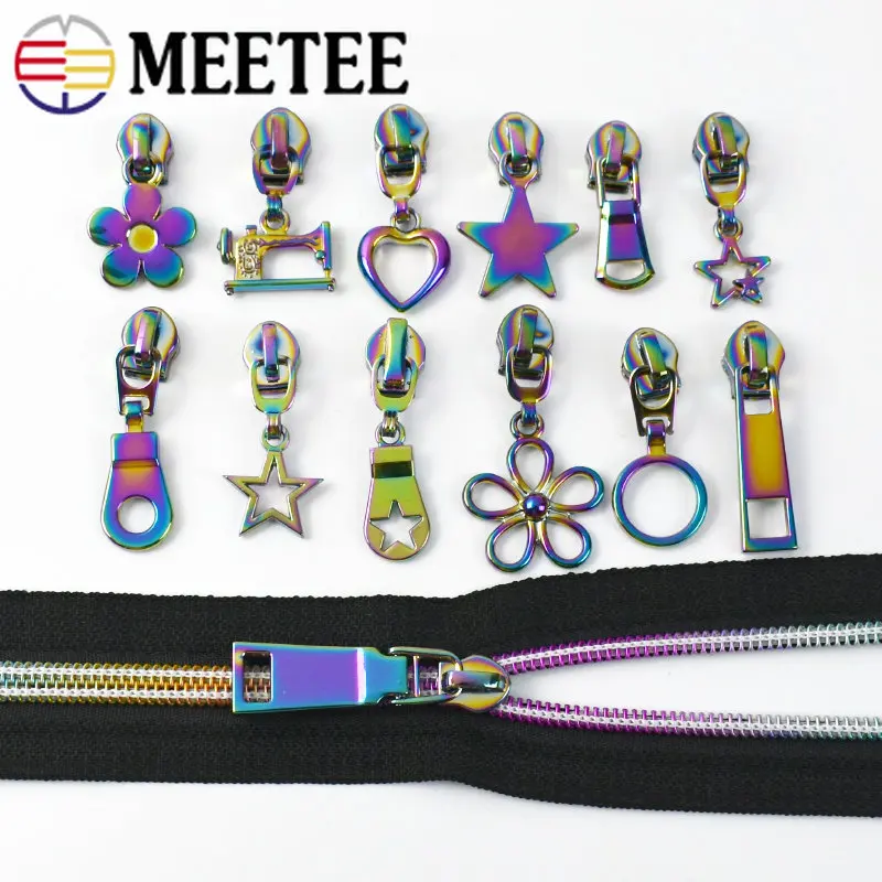 

2Meters 5# Colored Nylon Zippers with Zipper Puller Slider Bag Luggage Decor Zip Head Repair Kit DIY Garment Sewing Accessories