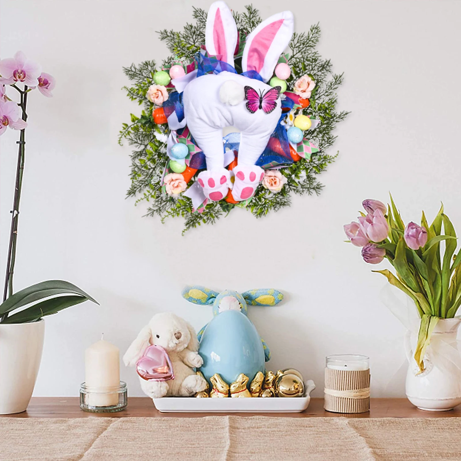 Easter Decorations for Home Bunny Wreath with Easter Cross Garland Front Door Decoration Easter Thief Bunny Butt Garland
Easter Decorations for Home Bunny Wreath with Easter Cross Garland Front Door Decoration Easter Thief Bunny Butt Garland