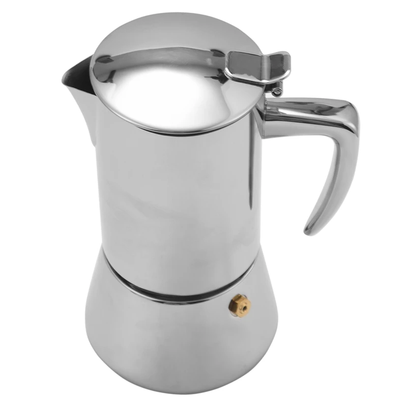 Кофеварка для эспрессо из нержавеющей стали, Кофеварка Moka, легко управляемая и быстрое очищение, классическая итальянская кофеварка
Кофеварка для эспрессо из нержавеющей стали, Кофеварка Moka, легко управляемая и быстрое очищение, классическая итальянская кофеварка