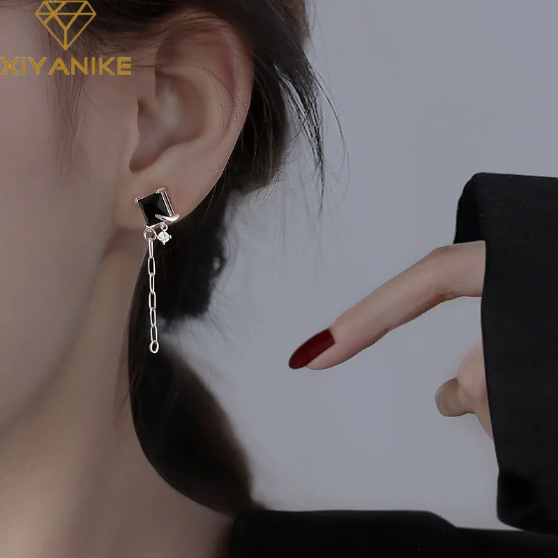 XIYANIKE Asymmetry Black Zircon Long Chain Drop Dangle Earrings For Women Girl Luxury Fashion New Jewelry Gift Party сережки
XIYANIKE Asymmetry Black Zircon Long Chain Drop Dangle Earrings For Women Girl Luxury Fashion New Jewelry Gift Party сережки