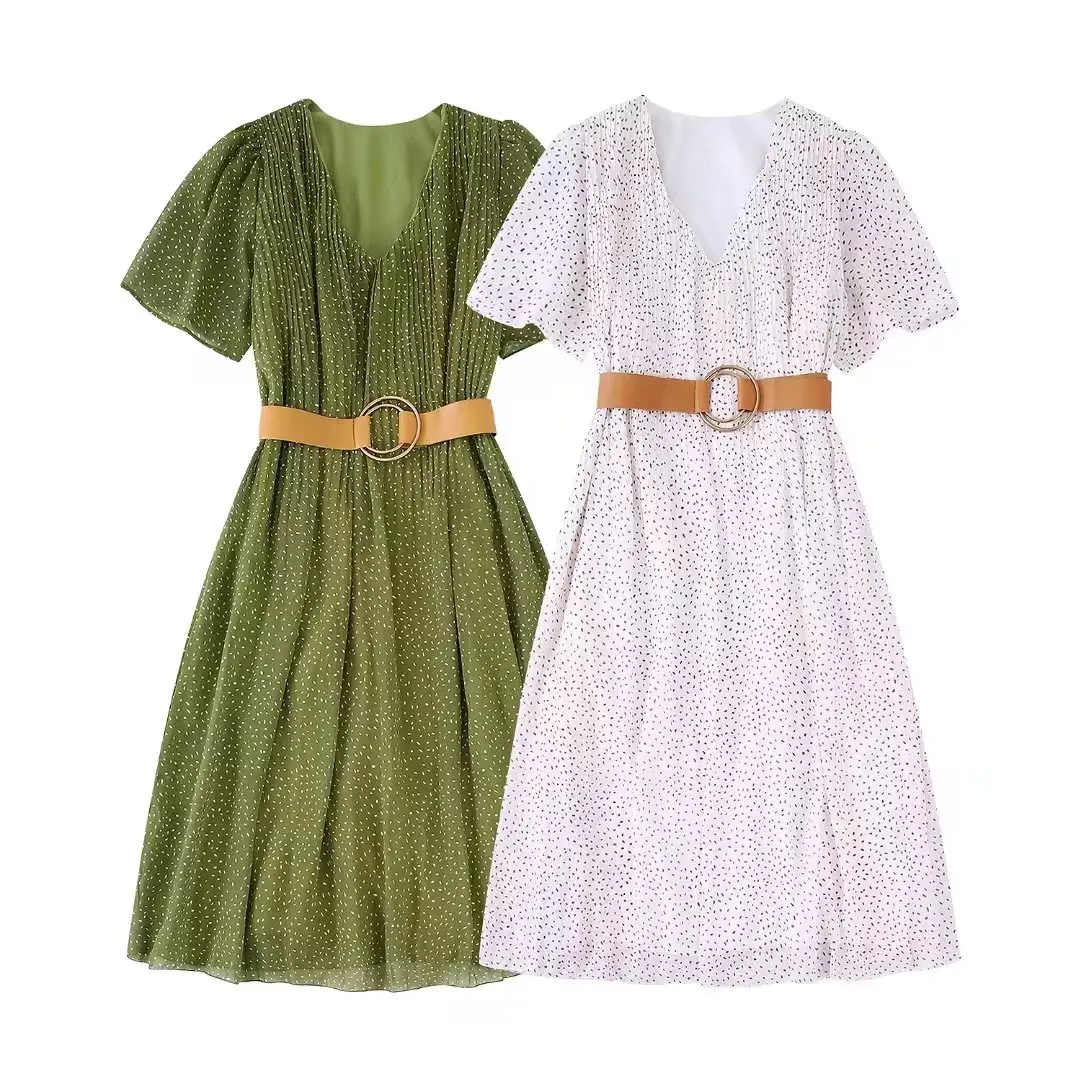 Summer 2022 Women Dots Print Midi Dress V Neck Short Sleeve Female Fashion Vintage Dress Vestidos BB22824
Summer 2022 Women Dots Print Midi Dress V Neck Short Sleeve Female Fashion Vintage Dress Vestidos BB22824