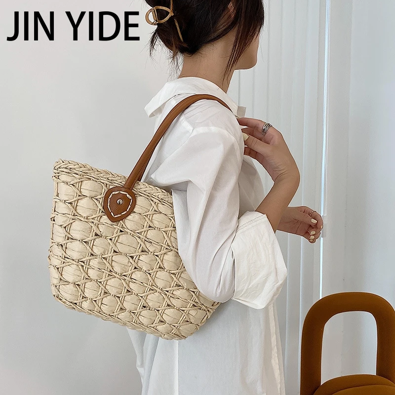 JIN YIDE Women Straw Shoulder Bag Designer Purses and Handbags Female Fashion Solid Color Paper Rope Weaving Beach Bucket Bag
JIN YIDE Women Straw Shoulder Bag Designer Purses and Handbags Female Fashion Solid Color Paper Rope Weaving Beach Bucket Bag