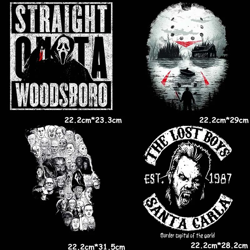American Slasher Movie Scream Thermal Sticker On Clothes The Lost Boys Horror Movie Patches DIY Iron On Patches for Clothing
American Slasher Movie Scream Thermal Sticker On Clothes The Lost Boys Horror Movie Patches DIY Iron On Patches for Clothing