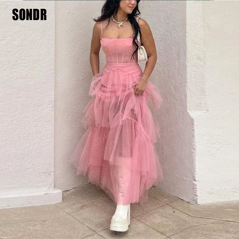 SONDR Luxury Pink Tulle Sweet Prom Evening Dresses Sleeveless Spaghetti Straps Formal Night Party Dress Cocktail Gowns Vestidos
SONDR Luxury Pink Tulle Sweet Prom Evening Dresses Sleeveless Spaghetti Straps Formal Night Party Dress Cocktail Gowns Vestidos