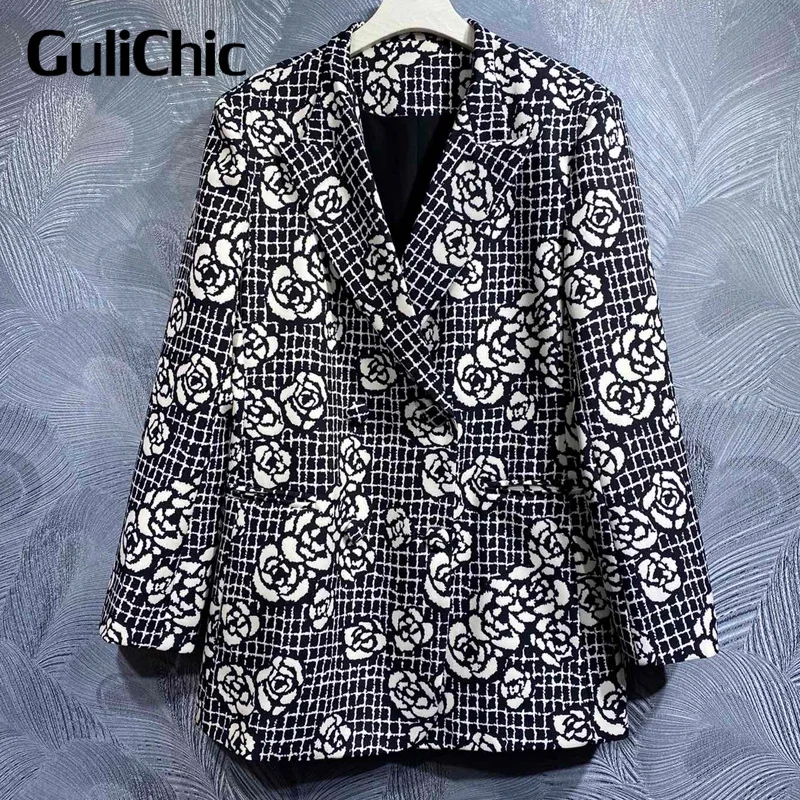 Женский двубортный Блейзер GuliChic, подиумный винтажный блейзер с цветочным и клетчатым принтом и отложным воротником, 9,23
Женский двубортный Блейзер GuliChic, подиумный винтажный блейзер с цветочным и клетчатым принтом и отложным воротником, 9,23