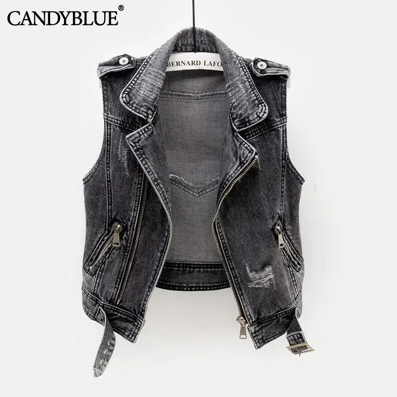 Black Denim Faryed Vintage Turn-down Collar Zippers Women's Jacket Vest High Street Korean Fashion Jackets Short Coat Woman 2022
Black Denim Faryed Vintage Turn-down Collar Zippers Women's Jacket Vest High Street Korean Fashion Jackets Short Coat Woman 2022