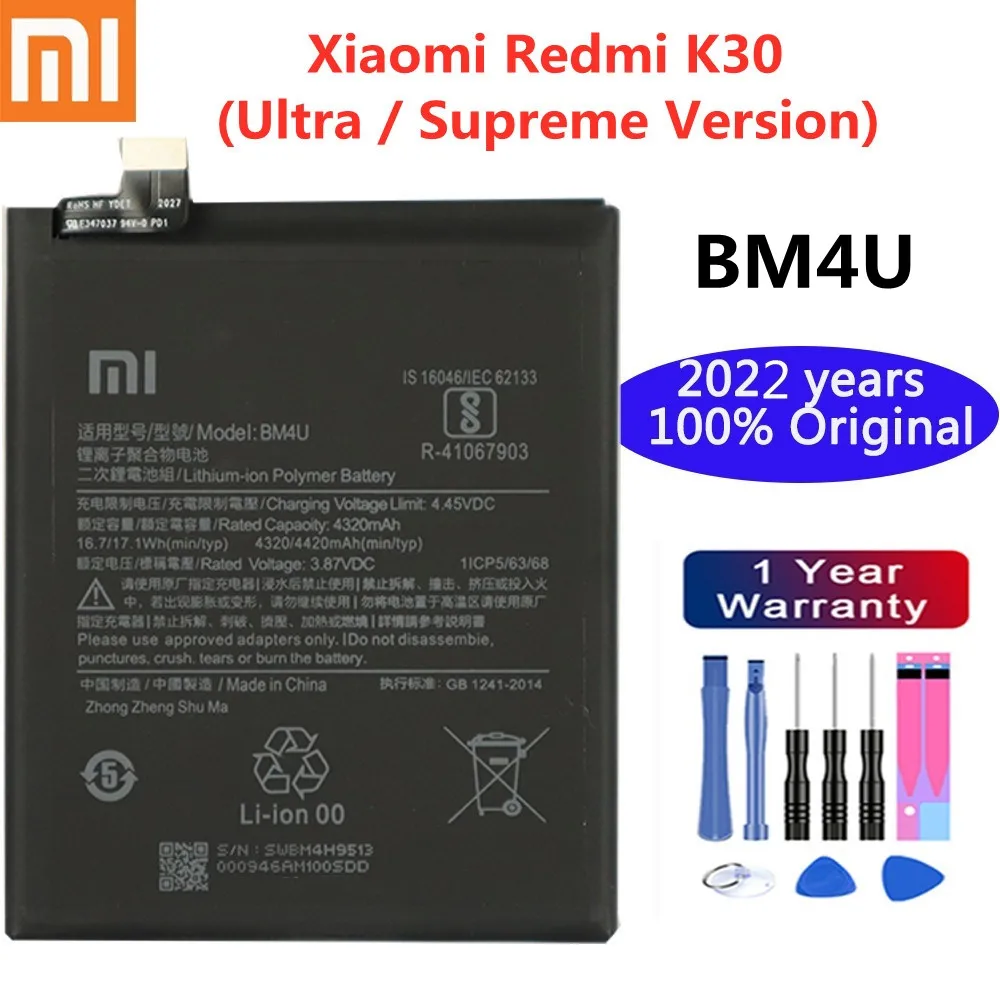 2022 New 100% Xiao mi Original 4320mAh BM4U Mobile Battery for Xiaomi Redmi K30 Supreme Version Smart Phone Battery + Tools 
2022 New 100% Xiao mi Original 4320mAh BM4U Mobile Battery for Xiaomi Redmi K30 Supreme Version Smart Phone Battery + Tools
