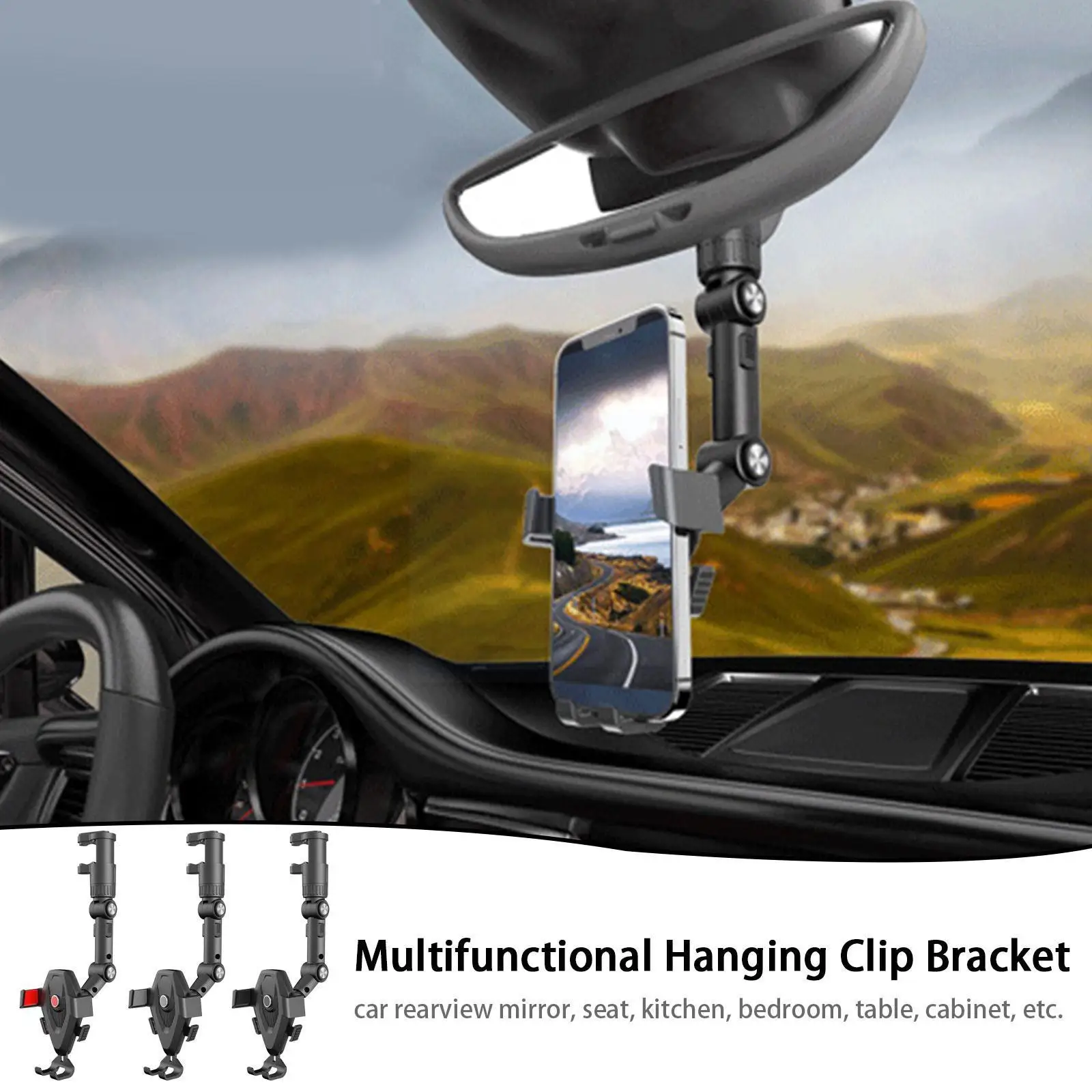 Car Phone Holder Multifunctional 360 Degree Rotating Car Cell Mirror Rearview Phone Holder Clamp Car Hanging Holder A2x0
Car Phone Holder Multifunctional 360 Degree Rotating Car Cell Mirror Rearview Phone Holder Clamp Car Hanging Holder A2x0