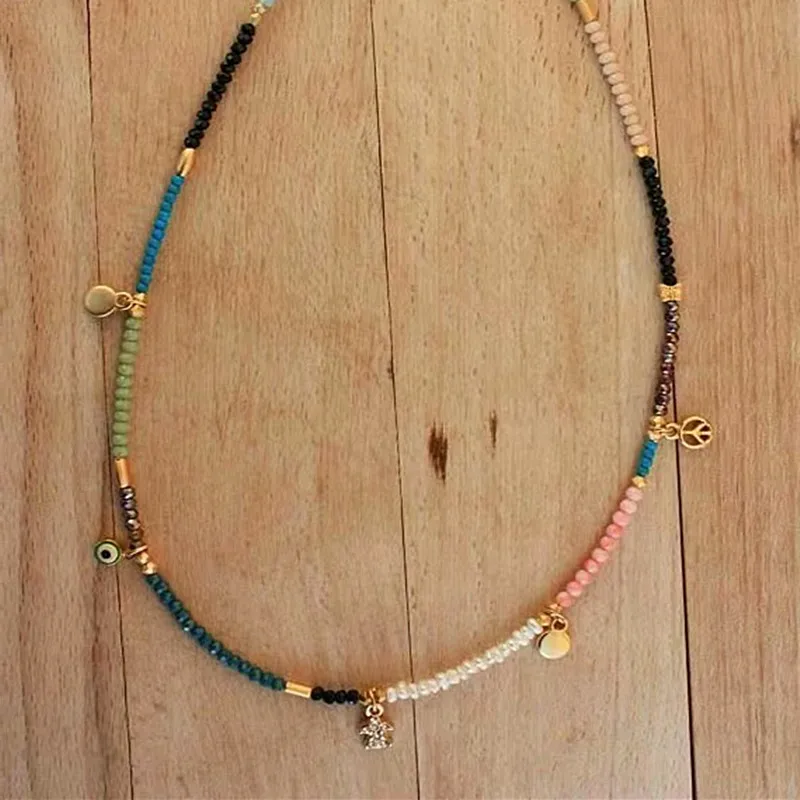 Colorful Crystal Beads Women's Necklace Evil Eye Pendant Boho Fashion Jewelry 2022 New Style Charm Versatile Gift
Colorful Crystal Beads Women's Necklace Evil Eye Pendant Boho Fashion Jewelry 2022 New Style Charm Versatile Gift