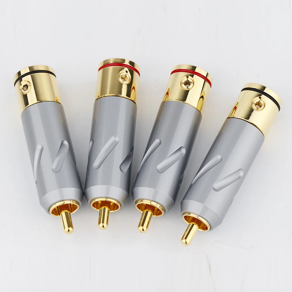 Hi-End 99.995% Pure Copper Male RCA Plug Connector Hifi Audio Video Signal Input Output RCA Terminal 24kGold Rhodium Plated
Hi-End 99.995% Pure Copper Male RCA Plug Connector Hifi Audio Video Signal Input Output RCA Terminal 24kGold Rhodium Plated