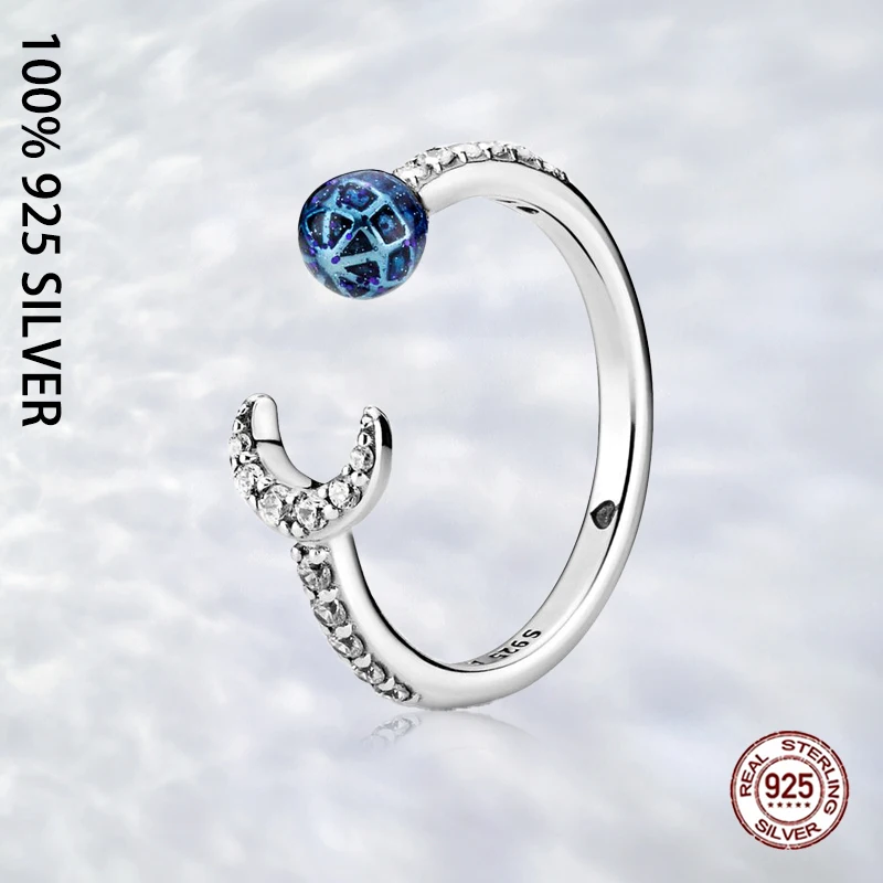 Fit Original Authentic 925 Sterling Silver Blue Earth and Moon Open Ring For Women Fashion Luxury Wedding Party Jewelry
Fit Original Authentic 925 Sterling Silver Blue Earth and Moon Open Ring For Women Fashion Luxury Wedding Party Jewelry