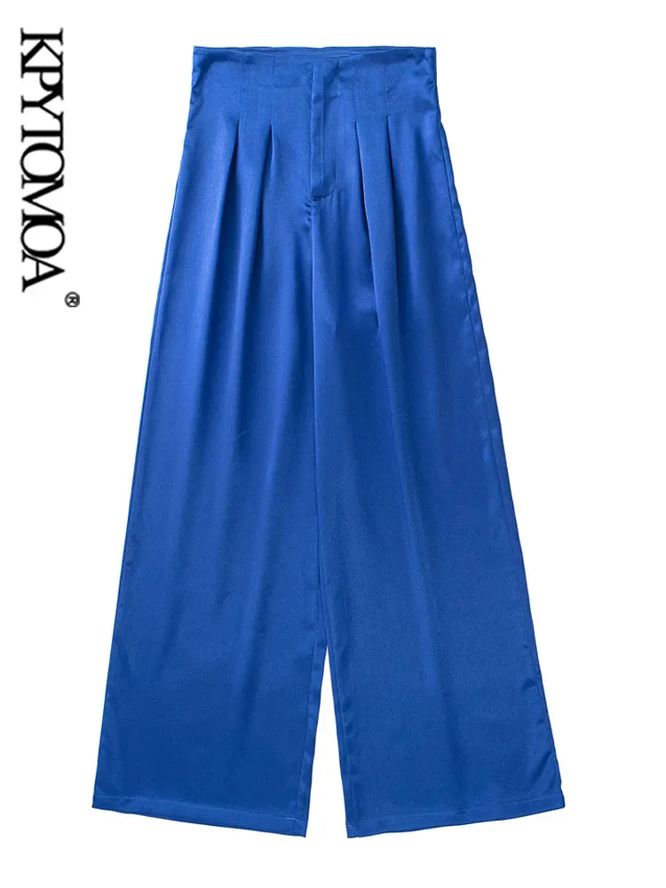 KPYTOMOA Women Fashion With Pleated Full Length Satin Wide Leg Pants Vintage High Waist Zipper Female Trousers Mujer
KPYTOMOA Women Fashion With Pleated Full Length Satin Wide Leg Pants Vintage High Waist Zipper Female Trousers Mujer