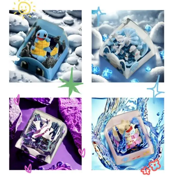PTCG Pokemon Keycap Механическая клавиатура СмолаПрозрачный стереоскопический колпачок
