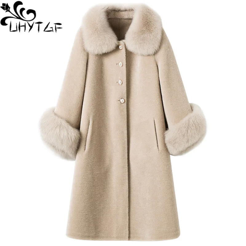 UHYTGF Quality Sheep Shearing Fur Coat Women Fashion Fox Fur Collar Winter Jacket Female Cold Proof Warm Long Outerwear 5XL 2307
UHYTGF Quality Sheep Shearing Fur Coat Women Fashion Fox Fur Collar Winter Jacket Female Cold Proof Warm Long Outerwear 5XL 2307