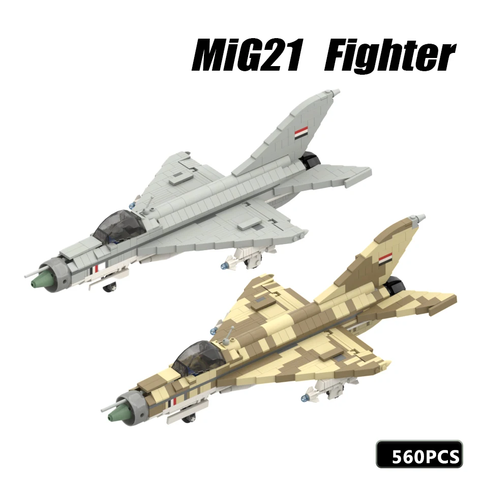 

MOC Brick Military Series MiG21 Fighter Flight Battle Creative Assembly Model Children's Toy DIY Building Block Holiday Gift