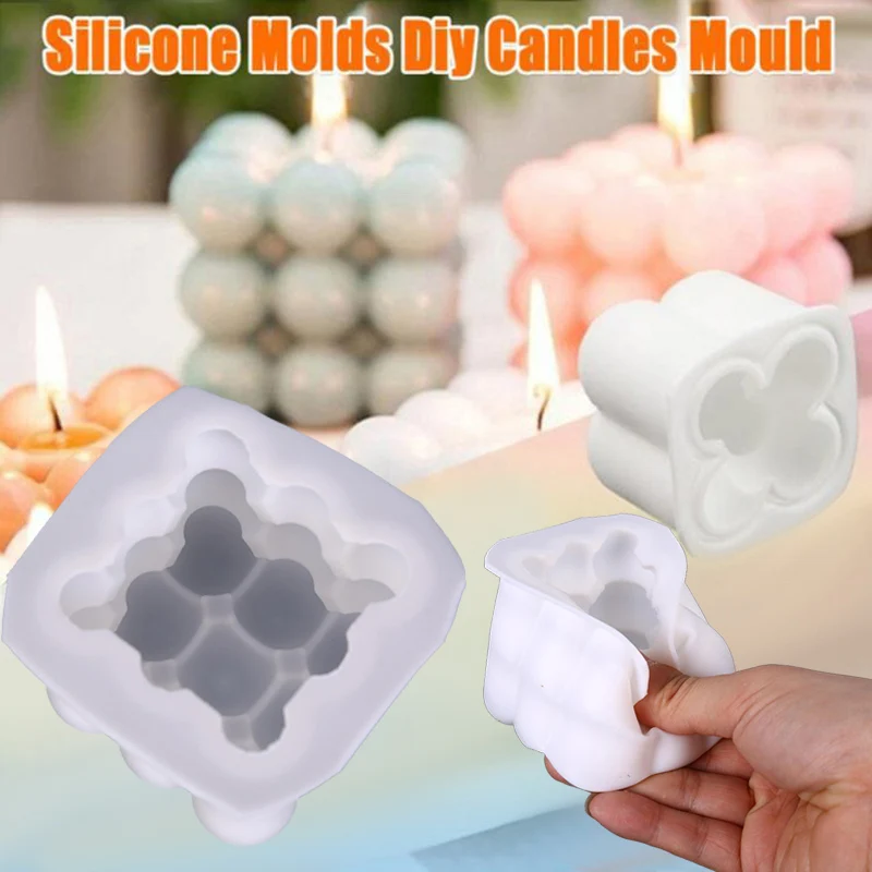 

1pcs Silicone 3D Candles Mould Cube Soy Candle Mold DIY Aromatherapy Candle Mold