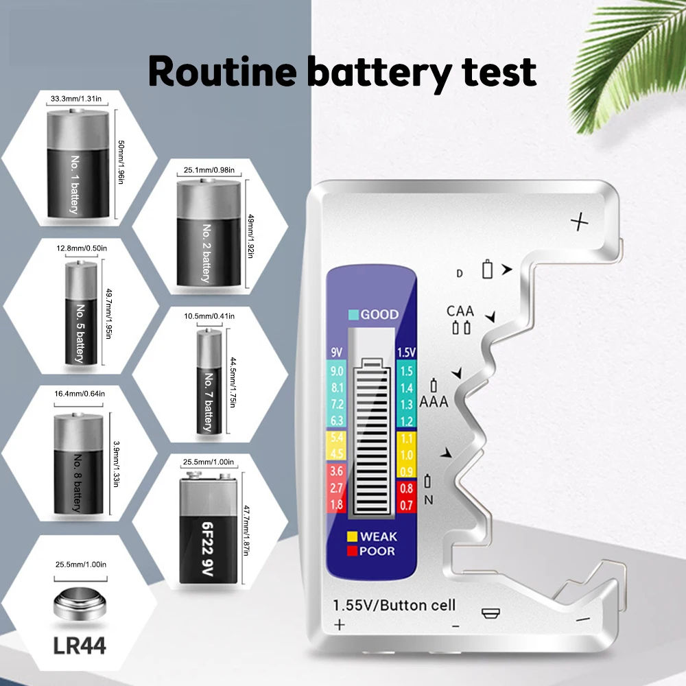 Digital Battery Tester LCD Display AA/AAA/9V/1.5V Button Cell Battery Capacity Check Detector Capacitance Diagnostic Tool
Digital Battery Tester LCD Display AA/AAA/9V/1.5V Button Cell Battery Capacity Check Detector Capacitance Diagnostic Tool
