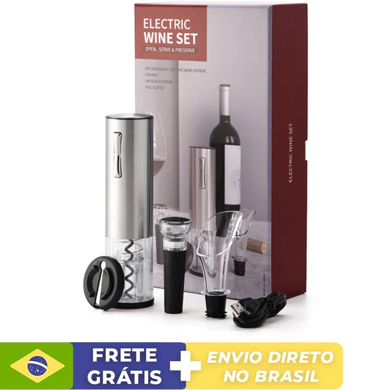 4 in 1 Electric Bottle Wine Opener Set Black Automatic Corkscrew Red Wine Kitchen Accessories Tool Kit Can Opener
4 in 1 Electric Bottle Wine Opener Set Black Automatic Corkscrew Red Wine Kitchen Accessories Tool Kit Can Opener