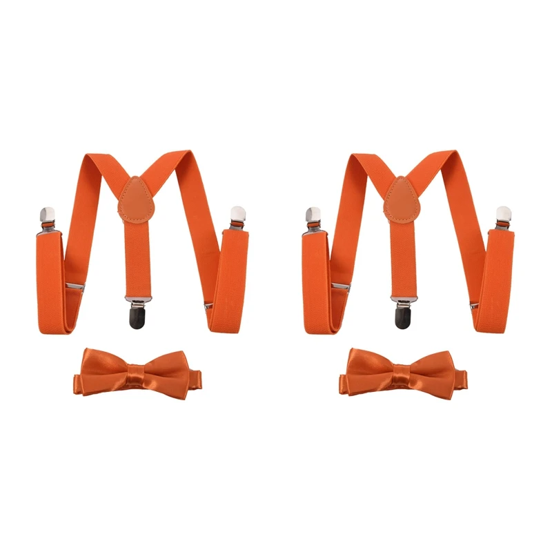 

Детские подтяжки для мальчиков, 2 шт., эластичные регулируемые подтяжки с милым галстуком-бабочкой, оранжевые