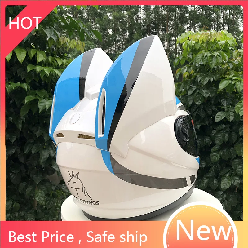Lovely cat ears automobile race antifog full face helmet capacete casco motorcycle helmet full face mask white blue helmet
Lovely cat ears automobile race antifog full face helmet capacete casco motorcycle helmet full face mask white blue helmet