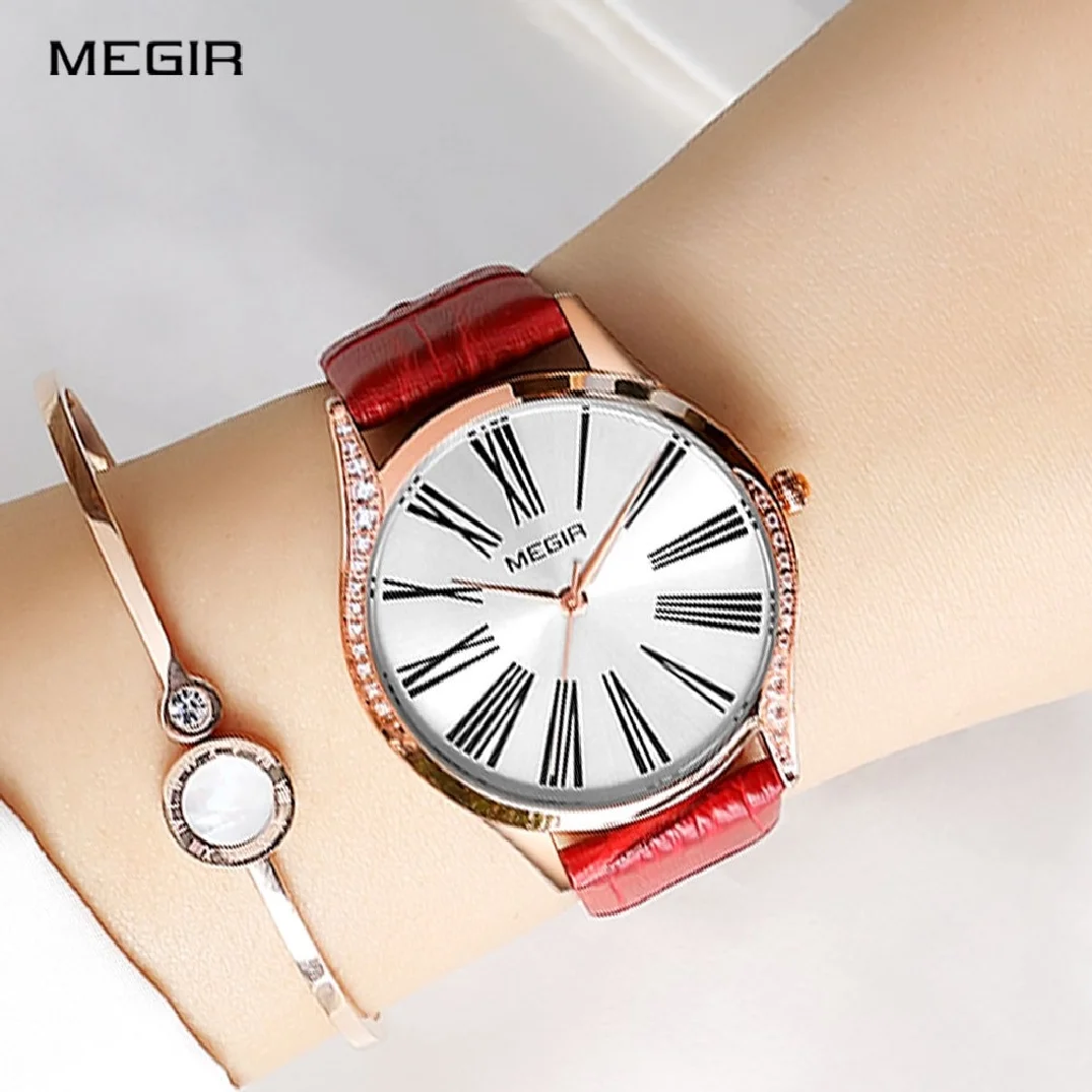 

MEGIR Women Fashion Brand Luxury Diamond Ladies Watch Female Relogio Feminino Lover Quartz Wrsitwatch Zegarek Damski Reloj Mujer