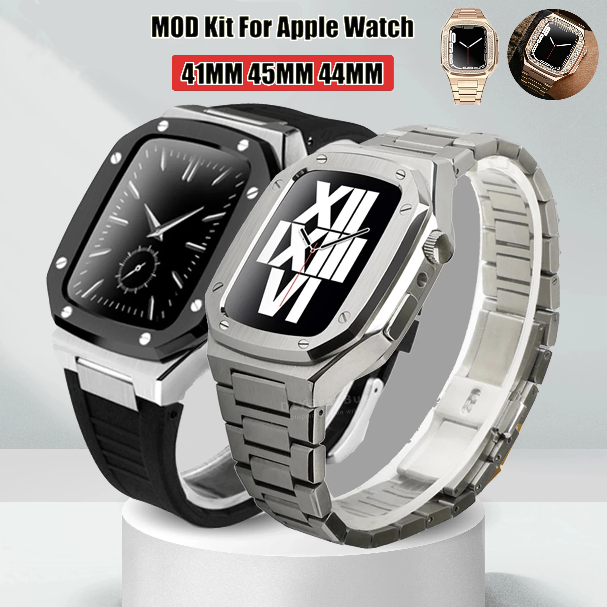 Silicone Strap+Metal Case For Apple Watch 41mm 44mm 45mm Stainless Steel Band Mod Kit Band for iWatch Series 8 7 SE 6 5 4 Correa
Silicone Strap+Metal Case For Apple Watch 41mm 44mm 45mm Stainless Steel Band Mod Kit Band for iWatch Series 8 7 SE 6 5 4 Correa