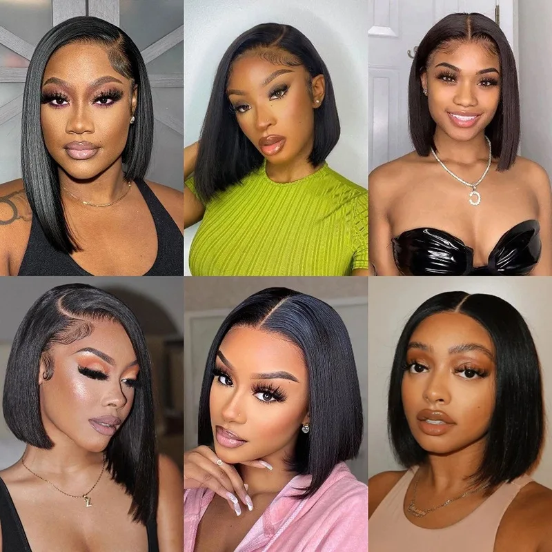 

Straight Lace Front Wig Pre Plucked With Baby Hair Peruvian Remy Hair Lace Closure Wigs For Women Human Hair Short Bob Wig