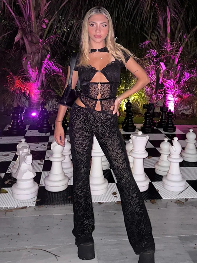 Sexy Lace Patchwork Print Hollow Out 2 Piece Sets Women Outfit Elegant Ladies Short Sleeve Tops and High Waist Flare Pants Suit
Sexy Lace Patchwork Print Hollow Out 2 Piece Sets Women Outfit Elegant Ladies Short Sleeve Tops and High Waist Flare Pants Suit