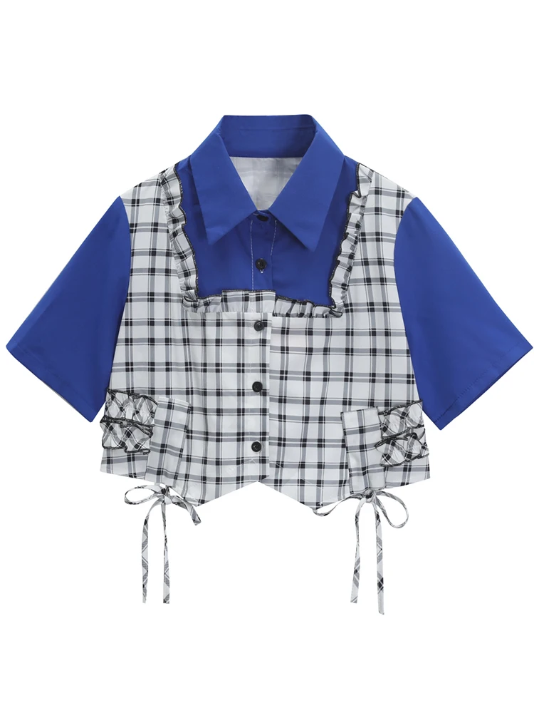 Women Striped Contrasted Color Turn-down Collar Short Shirt Short Sleeve Blouse 2022 Summer Fashion Blue Clothing G369
Women Striped Contrasted Color Turn-down Collar Short Shirt Short Sleeve Blouse 2022 Summer Fashion Blue Clothing G369