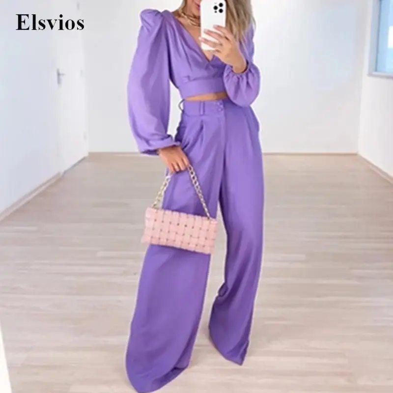 Sexy V Neck Crop Tops And High Waist Trousers Suit Lady Fashion Wide Leg Pants Outfits Elegant Puff Long Sleeve Shirt Women Sets
Sexy V Neck Crop Tops And High Waist Trousers Suit Lady Fashion Wide Leg Pants Outfits Elegant Puff Long Sleeve Shirt Women Sets