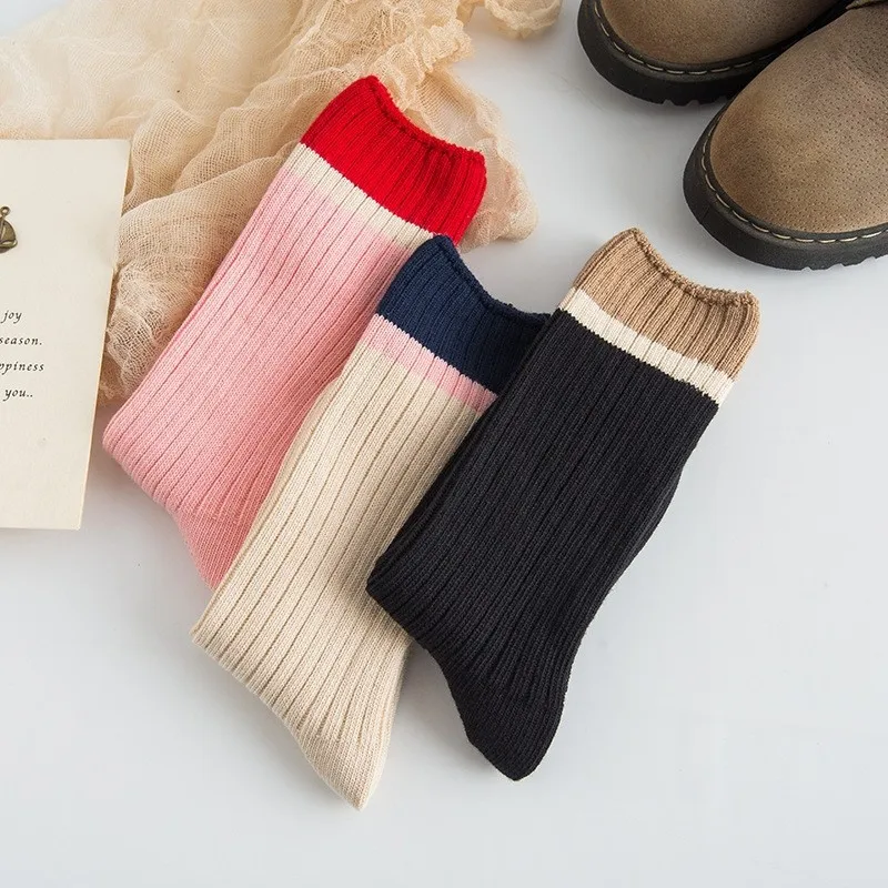 

Весенние женские носки Корейская версия цветных блоков японские полосатые хлопковые носки в стиле Ins волнистые носки в студенческом стиле