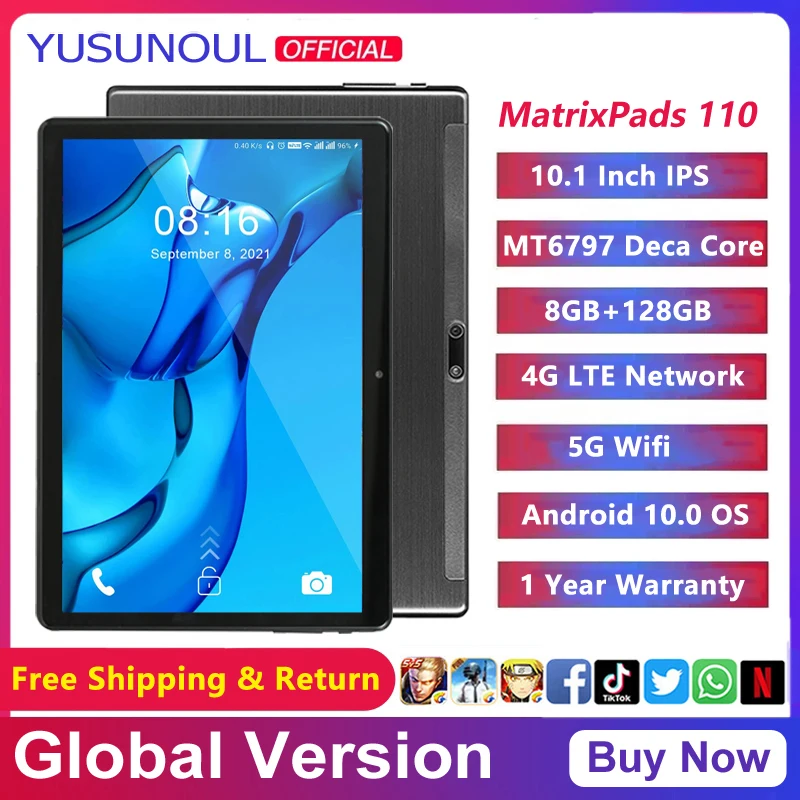 High Version 10 Cores Super RAM 8GB ROM 128GB 4G LTE Phone Call Pads 10 inch 5G WIFI Deca Core Tablet Android 10.0+BT Keyboard
High Version 10 Cores Super RAM 8GB ROM 128GB 4G LTE Phone Call Pads 10 inch 5G WIFI Deca Core Tablet Android 10.0+BT Keyboard