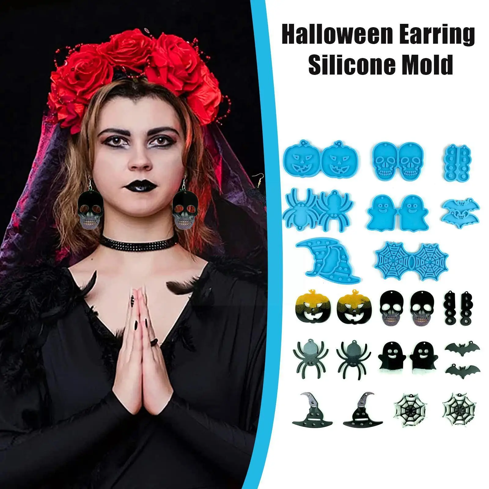 Форма для сережек-гвоздиков на Хэллоуин, силиконовые формы в виде тыквы, черепа, ангела, 5 пар крошечных крыльев из смолы, B7K4
Форма для сережек-гвоздиков на Хэллоуин, силиконовые формы в виде тыквы, черепа, ангела, 5 пар крошечных крыльев из смолы, B7K4