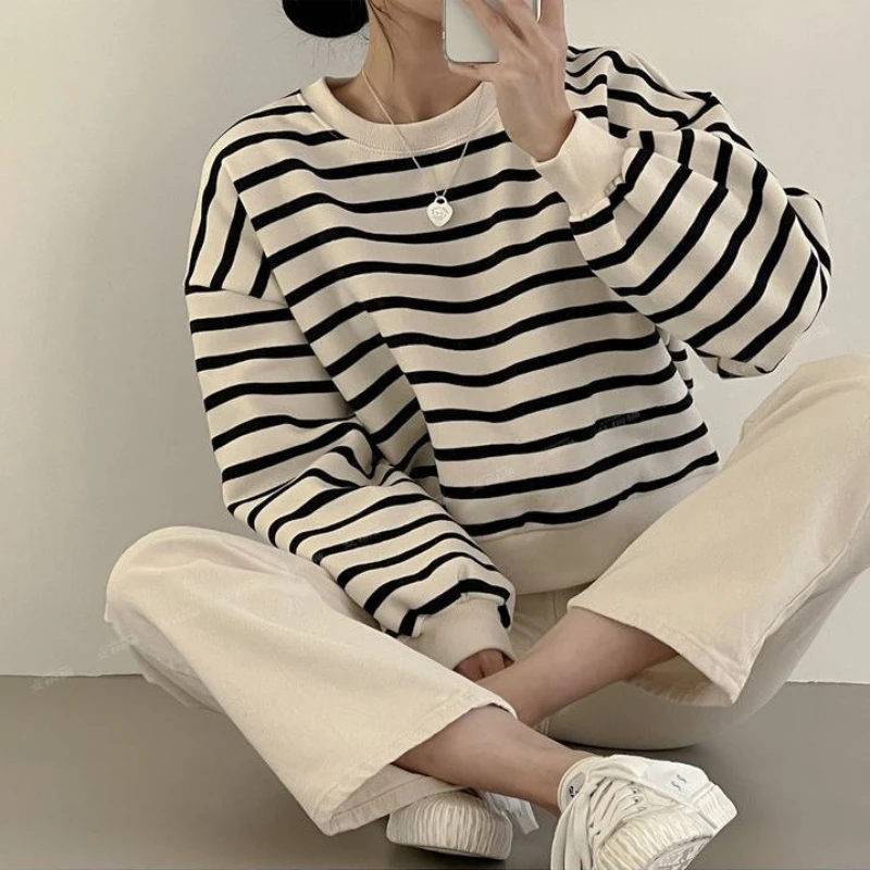 Striped Sweater Women's 2022 New Velvet Loose Harajuku Style Casual Cotton Clothes
Striped Sweater Women's 2022 New Velvet Loose Harajuku Style Casual Cotton Clothes