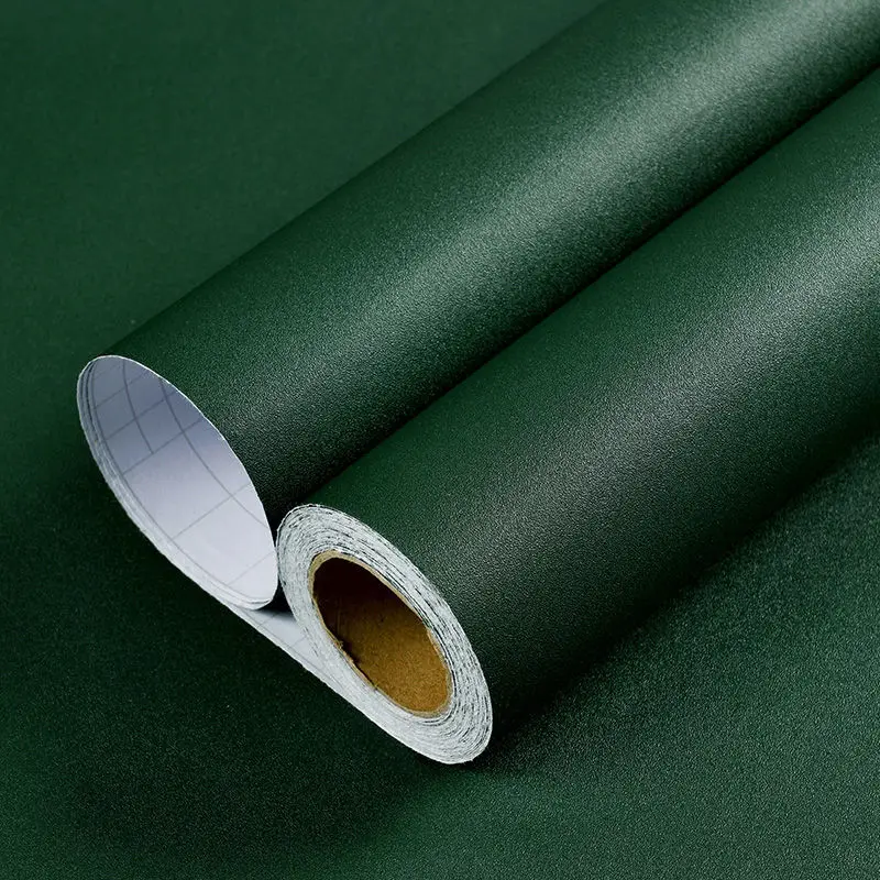 

Темно-зеленая однотонная контактная бумага для домашнего декора гостиной Виниловые самоклеящиеся толстые водонепроницаемые обои для стены спальни