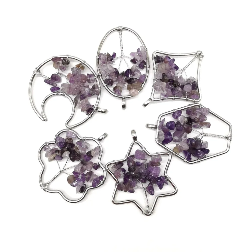 Copper Wire Wrapped Tree Of Life Charms Natural Stone Healing Crystal Amethyst Moon Star Necklaces
Copper Wire Wrapped Tree Of Life Charms Natural Stone Healing Crystal Amethyst Moon Star Necklaces