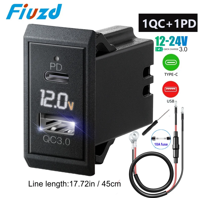 Трехпортовое USB-разъем для зарядного устройства USB-C PD и двойная розетка QC 3.0 для автомобильной зарядки 12 В/24 В, грузовика, мотоцикла, автофургона, морской лодки
Трехпортовое USB-разъем для зарядного устройства USB-C PD и двойная розетка QC 3.0 для автомобильной зарядки 12 В/24 В, грузовика, мотоцикла, автофургона, морской лодки