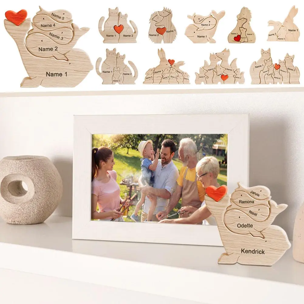 Personalised Cartoon Animal Wooden Art Puzzle DIY Family Name Heart Desktop Ornament Home Table Decoration Gift For Familal S4J3
Personalised Cartoon Animal Wooden Art Puzzle DIY Family Name Heart Desktop Ornament Home Table Decoration Gift For Familal S4J3