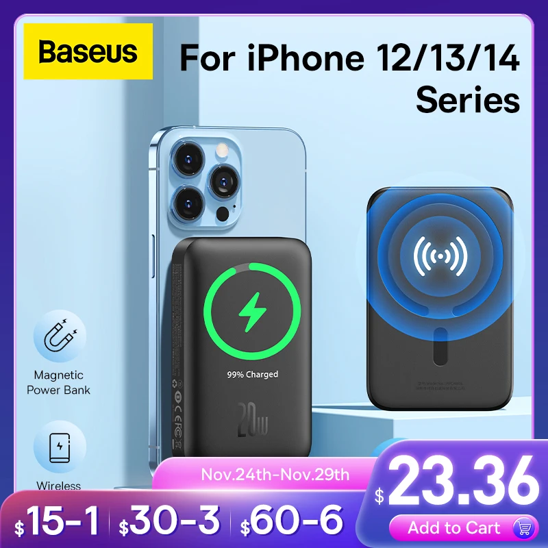 Baseus magsafe Power Bank 6000 мАч 20 Вт Беспроводное зарядное устройство для телефона Внешняя