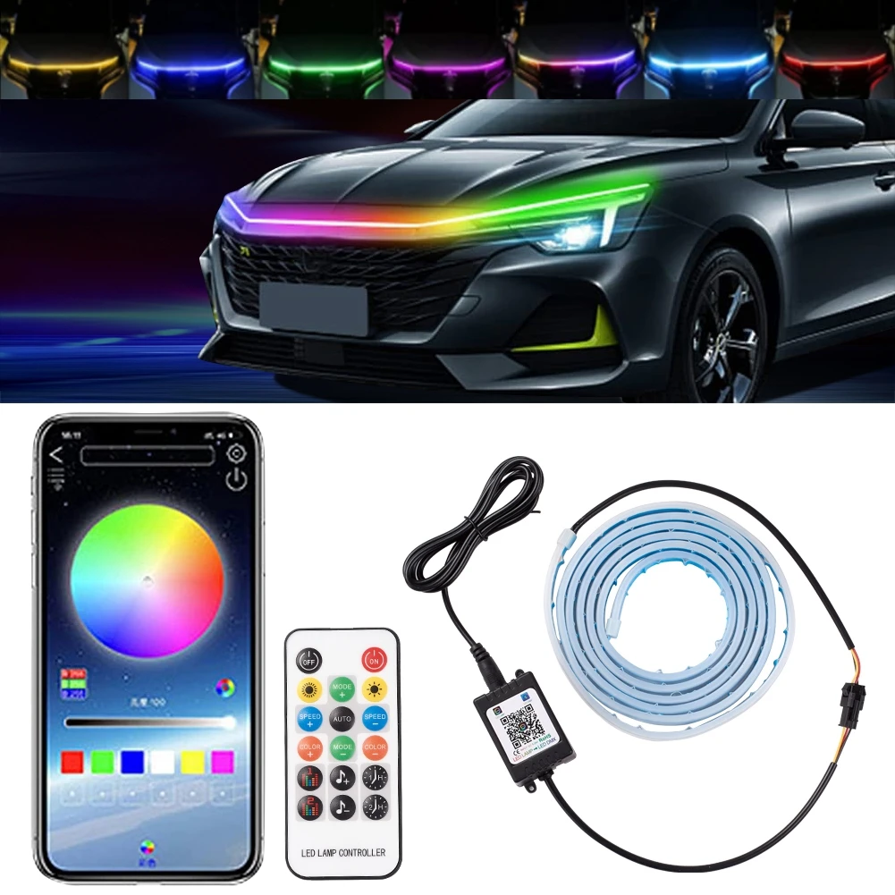Car LED Lights Exterior Car Hood Light Strip 1.8M Multicolors 12V 90 LED Daytime Running Light for SUV APP Remote
Car LED Lights Exterior Car Hood Light Strip 1.8M Multicolors 12V 90 LED Daytime Running Light for SUV APP Remote