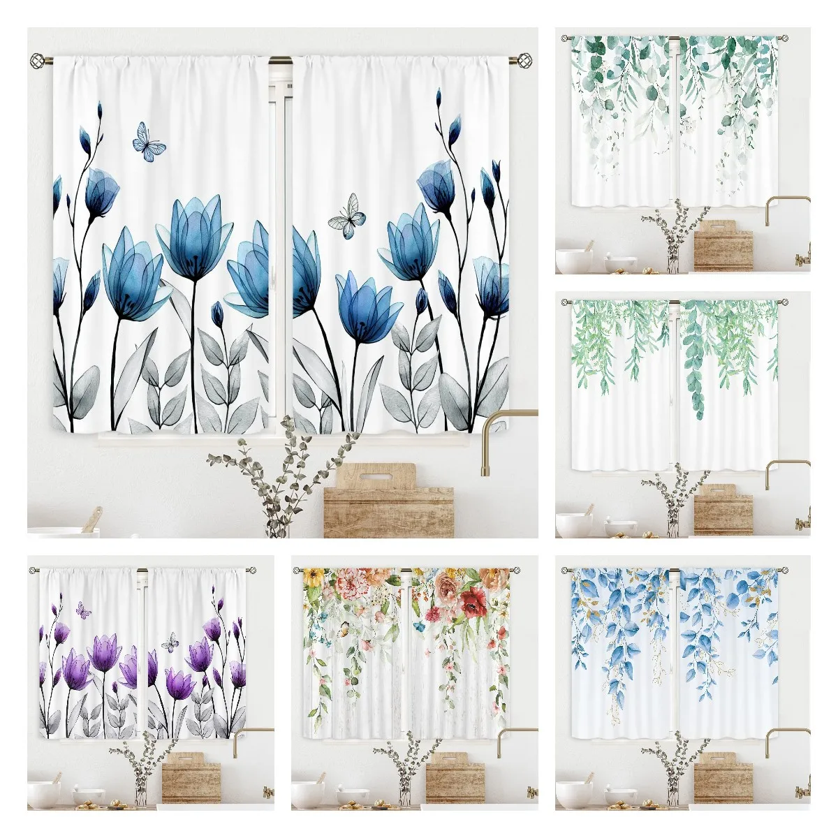 Floral Blackout Curtains for The Bedroom Flower Eucalyptus Leaves Kitchen Curtain for Living Room High Shading(70%-90%) 2 Panel
Floral Blackout Curtains for The Bedroom Flower Eucalyptus Leaves Kitchen Curtain for Living Room High Shading(70%-90%) 2 Panel
